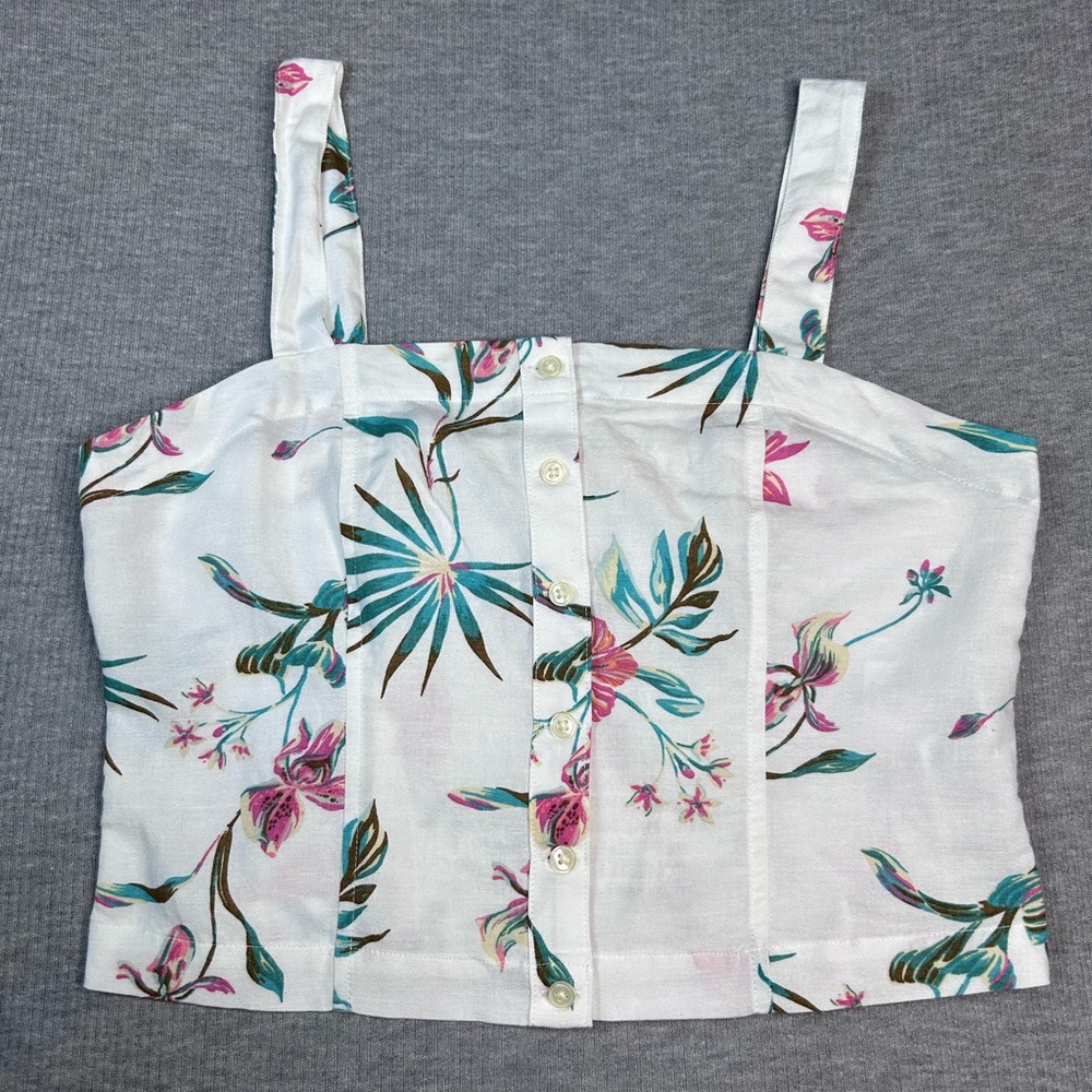 Levi's White Floral Button-Up Crop NWT Beach Hawaiian Vacation Cruise Boho Sz M